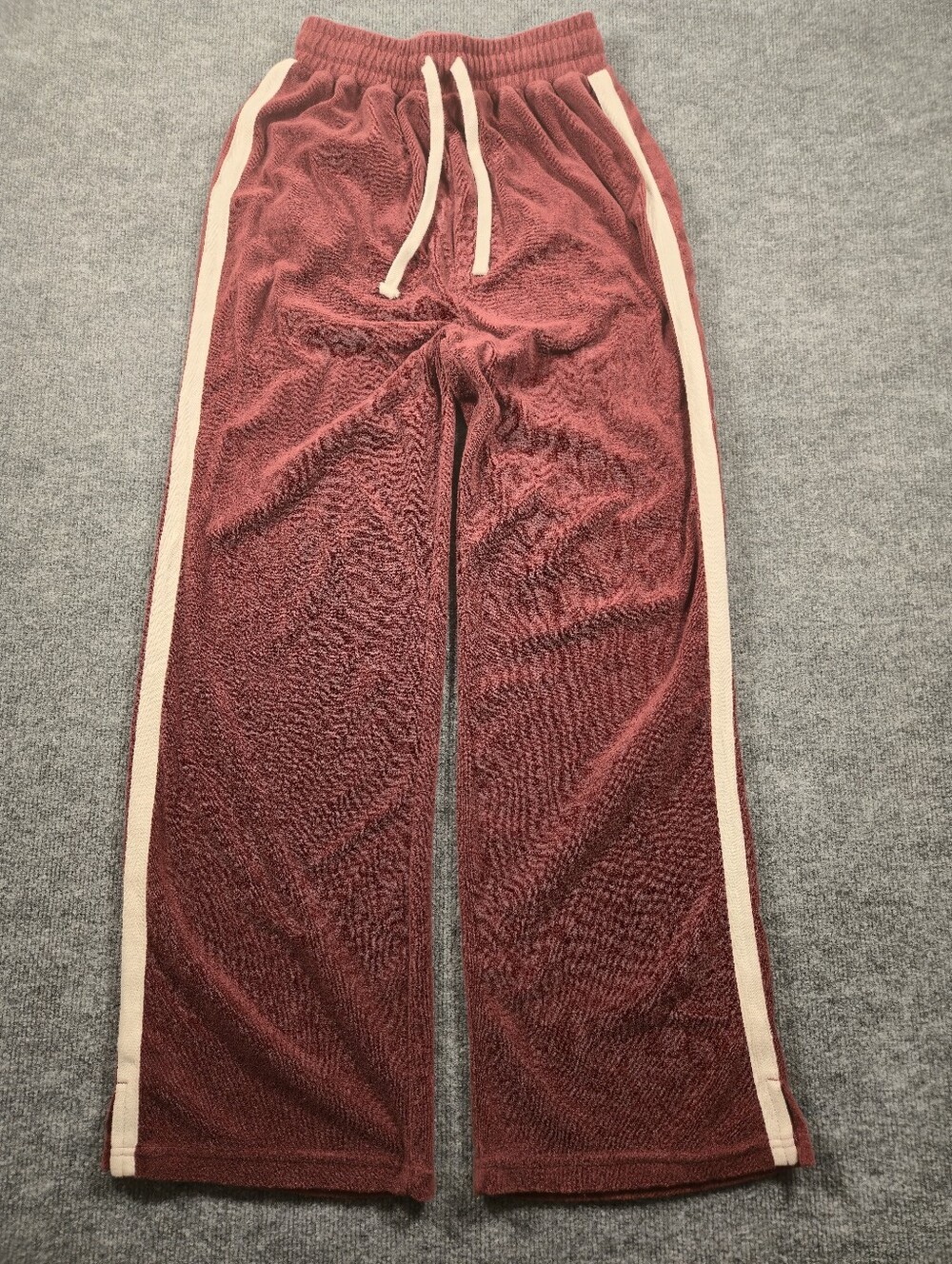 Rip Curl Women’s Small Burgundy Towel Terry Track Pants Wide Leg Drawstring